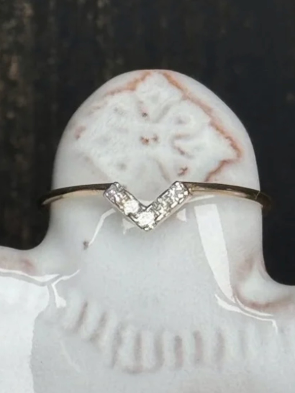 14KYG Princess Cut Diamond V Ring